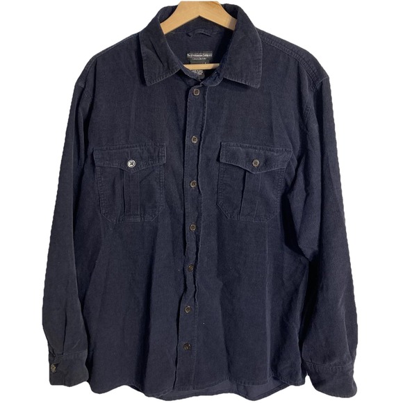 J. Peterman Other - Vtg J Peterman Corduroy Button Up Shirt Mens Large Black Grandfather